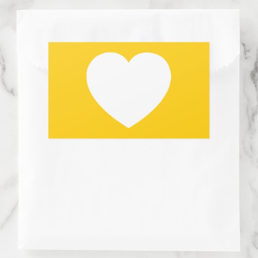 Wit hart op goud rechthoekige sticker (Tas)