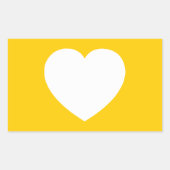 Wit hart op goud rechthoekige sticker (Voorkant)