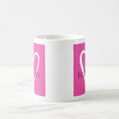 Wit hart op Hot Pink Monogram Koffiemok (Center)
