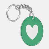 Wit hart op Kelly green Sleutelhanger (Voorkant Links)