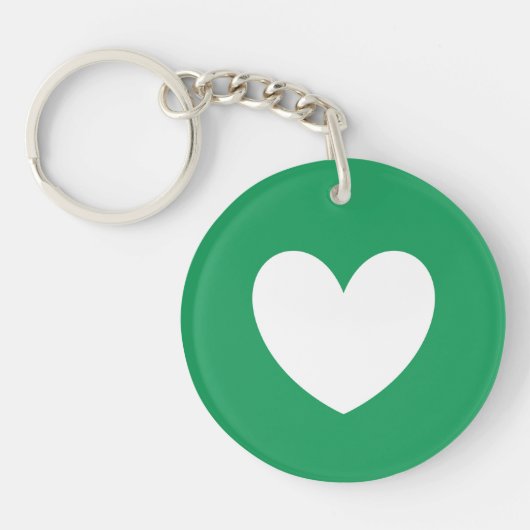 Wit hart op Kelly green Sleutelhanger (Voorkant)