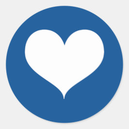 Wit hart op kobaltblauwe achtergrond ronde sticker