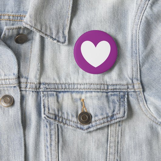 Wit hart op Paarse Cactus Bloed paars Ronde Button 5,7 Cm (In situ)