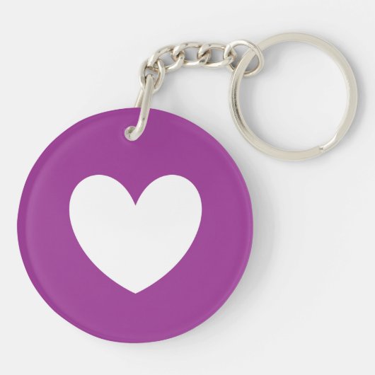 Wit hart op Paarse Cactus Bloed paars Sleutelhanger (Achterkant)