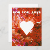 Wit hart op rood aanpasbare platte Valentijn Feestdagenkaart (Voorkant / Achterkant)