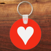 Wit hart op rood - Kernring Sleutelhanger (Voorkant)