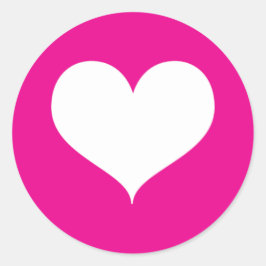 Wit hart op roze achtergrond ronde sticker