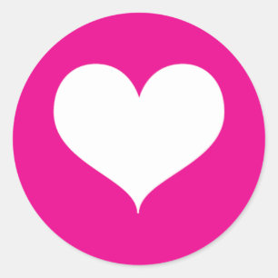 Wit hart op roze achtergrond ronde sticker