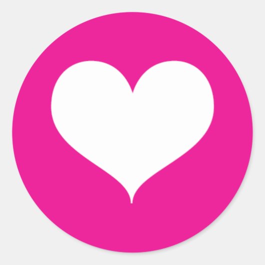 Wit hart op roze achtergrond ronde sticker (Voorkant)