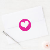 Wit hart op roze achtergrond ronde sticker (Envelop)
