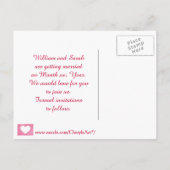 Wit hart op roze rode mengsels Sla datums op Brief Aankondigingskaart (Achterkant)