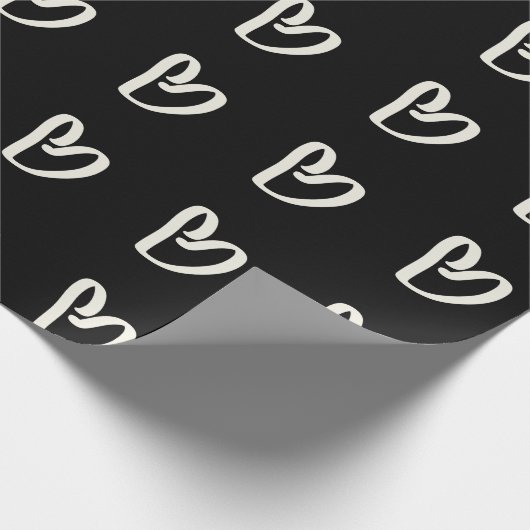 Wit hart op zwart inpakpapier (Hoek)