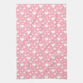 Wit Hart Patroon Op Roze Theedoek (Verticaal)
