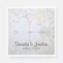 Wit hart reflecteren en peonies Elegant bruiloft Servet