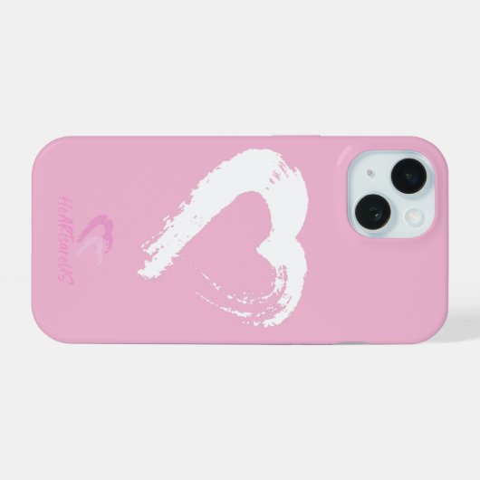 Wit Hart Roze iPhone 15 Hoesje (Achterkant horizontaal)