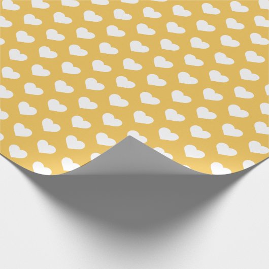  wit harten Patroon Honinggeel Cadeaupapier (Hoek)