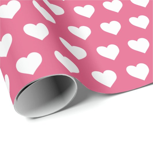  wit hartenpatroon heet roze cadeaupapier (Rol Hoek)