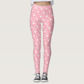 Wit hartpatroon op roze leggings (Voorkant)