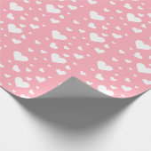 Wit Hartpatroon Op Roze - Valentijnsdag Cadeaupapier (Hoek)