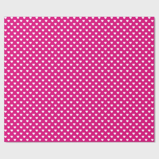 Wit Heet Roze Tiny Heart Patroon Verpakkend Papier (Vlak)