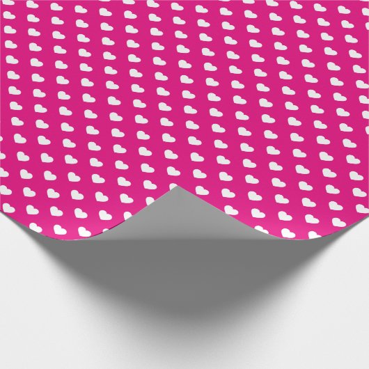 Wit Heet Roze Tiny Heart Patroon Verpakkend Papier (Hoek)