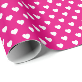 Wit Heet Roze Tiny Heart Patroon Verpakkend Papier