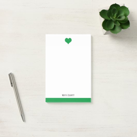 Wit & Helder Groen Hart & Rand, Naam Post-it® Notes (Kantoor)