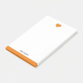 Wit & Helder Oranje Hart & Rand, Naam Post-it® Notes (Schuin)