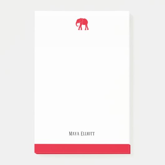 Wit & Helder Rode Olifant & Rand, Naam Post-it® Notes (Voorkant)