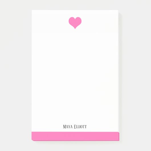 Wit & Helder Roze Hart & Rand, Naam Post-it® Notes (Voorkant)