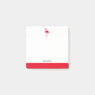 Wit & Helderrood Flamingo & Rand met Naam Post-it® Notes