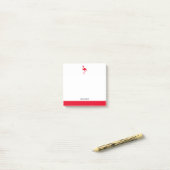 Wit & Helderrood Flamingo & Rand met Naam Post-it® Notes (Op bureau)