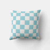 Wit & Hemelblauw Schachbrett Motief Worp Kussen (Achterkant)