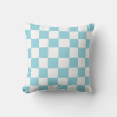 Wit & Hemelblauw Schachbrett Motief Worp Kussen (Voorkant)