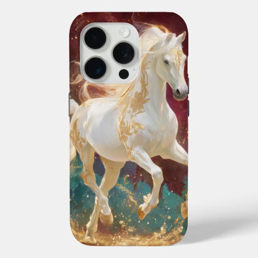 Wit hengst goud fantasie ontwerp Case-Mate iPhone case (Achterkant)