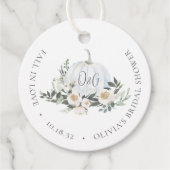 Wit Herfst Pompoen Groene Monogram Bedankjes Labels (Voorkant)