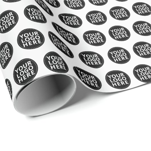 Wit Herhalend Zakelijk Logo Cadeaupapier (Rol Hoek)