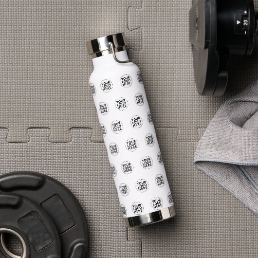Wit Herhalend Zakelijk Logo Waterfles (Gym)