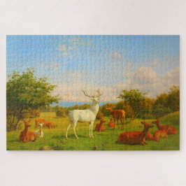 Wit hert in open veld natuur wildlife legpuzzel