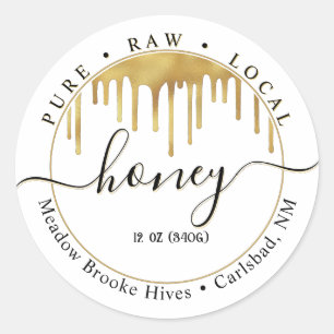 Wit Honing Label Gouden Drips en Decoratief Letter