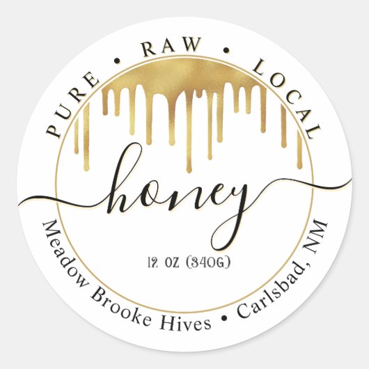 Wit Honing Label Gouden Drips en Decoratief Letter (Voorkant)