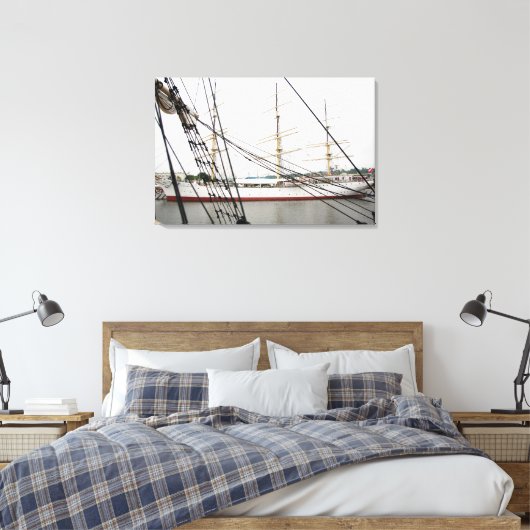 Wit hoog schip - Canvas Afdruk (Insitu (Slaapkamer))