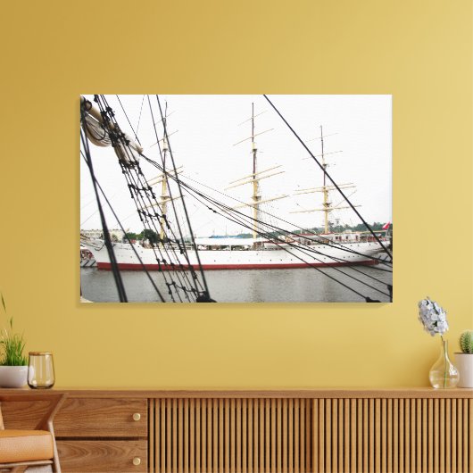 Wit hoog schip - Canvas Afdruk (Insitu (Woonkamer))