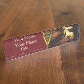 WIT-HORSE EN LION/CADUCEUS VETERINAIR SYMBOOL NAAMBORDJE (Zijkant)