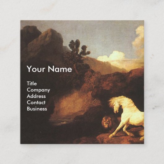 WIT-HORSE EN LION/CADUCEUS VETERINAIR SYMBOOL VIERKANTE VISITEKAARTJE (Voorkant)