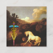 WIT-HORSE EN LION/CADUCEUS VETERINAIR SYMBOOL VIERKANTE VISITEKAARTJE (Achterkant)