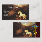 WIT-HORSE EN LION/CADUCEUS VETERINAIR SYMBOOL VISITEKAARTJE (Voorkant / Achterkant)