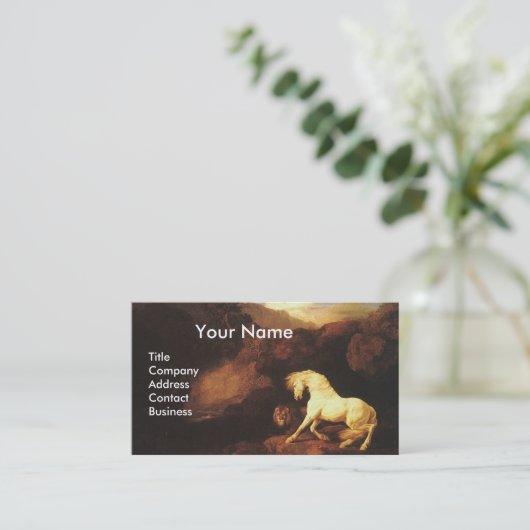 WIT-HORSE EN LION/CADUCEUS VETERINAIR SYMBOOL VISITEKAARTJE (Staand voorkant)