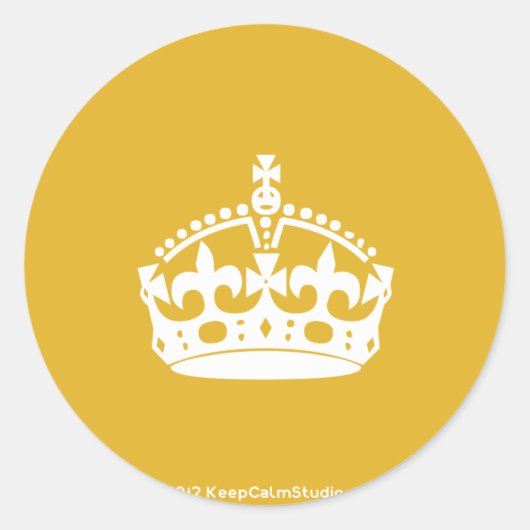 Wit Houd Kalme Kroon op Gouden Achtergrond Ronde Sticker (Voorkant)
