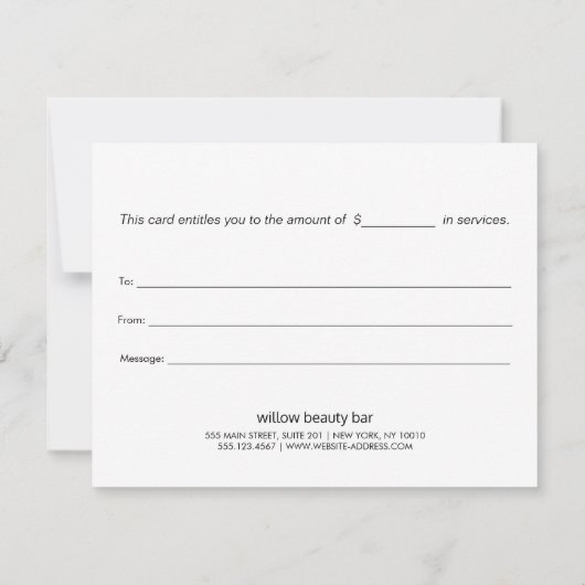 Wit-houkalligrafie Cadeaubon (Achterkant)